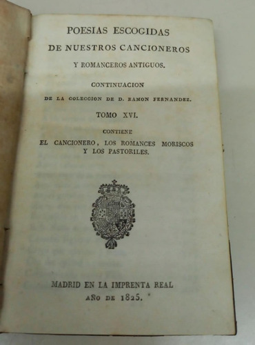 Cancionero Romances Moriscos Y Pastoriles * Fernandez 1825