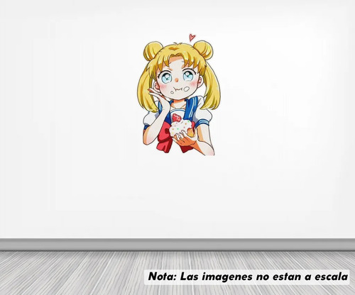 Vinil Sticker Pared 120cm Sailor Moon Comiendo Cupcake 9a