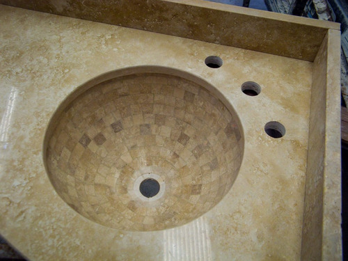 Imagen 3 de 10 de Mesada Travertino Turco Apomazado, Baño - Forma Y Diseño