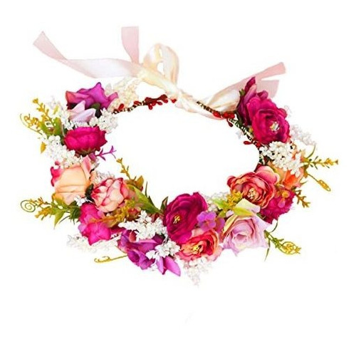 Diadema Con Forma De Corona De Rosas, Guirnalda De Flores, C