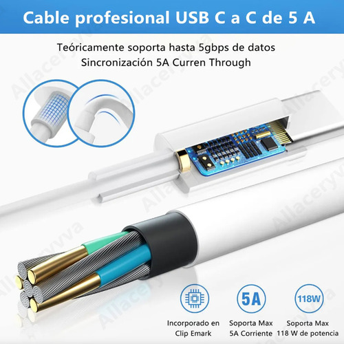 118 W Type C Rapid Charge for Macbook Pro/Air with Cable 2 Meters And Power Adapter Usb C A Usb A