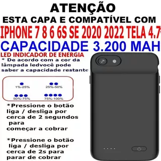 Capa Case Compatível S10 S9 S8 Bateria Extra Recarregável