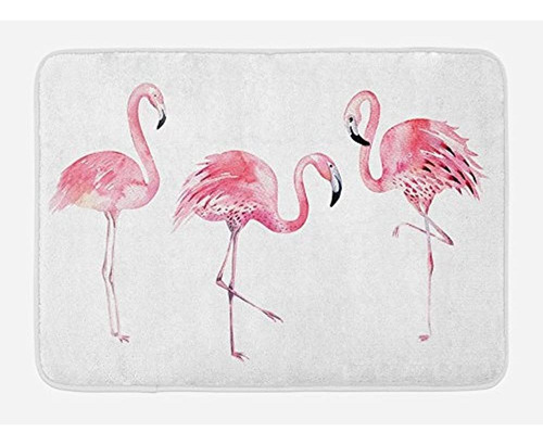 Alfombrilla De Baño De Flamenco Rosa Lunarable, Pájaros Exót