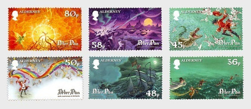 2010 Escritores- Peter Pan- Alderney (sellos) Mint 