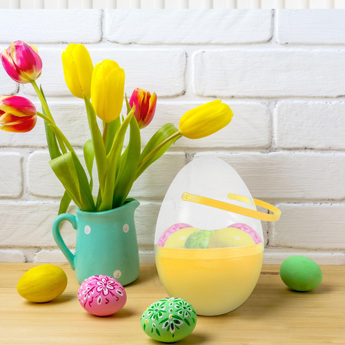Wang Huevo De Pascua Transparente Con Asa Para Niños,