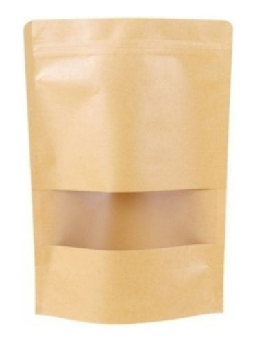 10 Saco Zip Lock Visor Stand Up Pouch Kraft 16x22 Cm