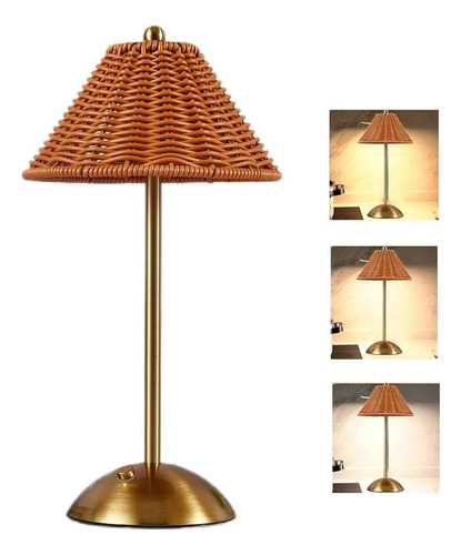 Wpd Boho- Lámpara De Mesa De Ratán Inalámbrica,lámpara De