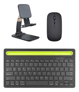 Kit Teclado C/ Suporte + Mouse Bluetooth Para Tablet E iPad