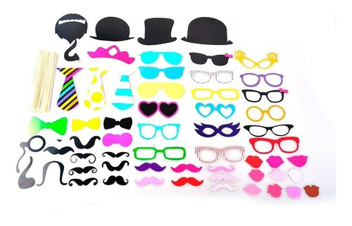 58 Pzas. Photo Booth Props Apoyos Foto Bigote Labios