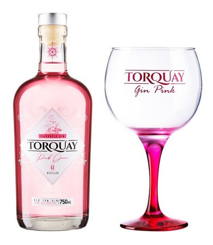 Combo Gin Torquay Pink Queen 750ml Com Taça De Vidro Origina