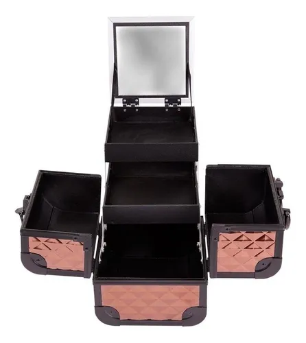 Neceser Maleta Port til Para Maquillaje Con Espejo Y 2 Charolas