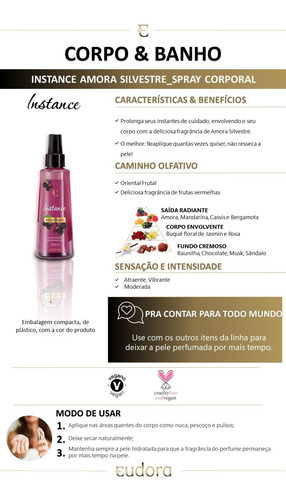 Imagem 4 de 4 de Kit Corporal Amora Silvestre Spray +hidratante +creme Mãos