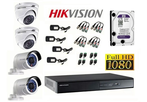 Kit Completo 4 Camaras De Seguridad Fullhd Hikvision, 1tb Wd