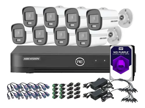 comprar Kit De Seguridad Hikvision Dvr 16ch + 8 Camaras 2mp Color Vu