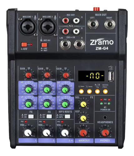 Zramo Audio Dj Mixer 4 Canales Studio Karaoke Consola De Mez