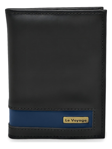 Billetera Le Voyage 245-00 con diseño Lisa color azul oscuro de cuero - 10.3cm x 7.8cm x 1cm