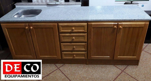 Mesada Granito Con Pileta +mueble Macizo Cocina Armado