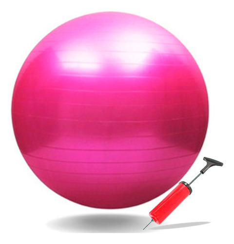 Bola Pilates Com Bomba Para Encher, Aguenta Até 250kg Cor Rosa