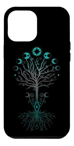 Funda Para iPhone 12 Pro Max Negra Diseno Arbol Vikingos