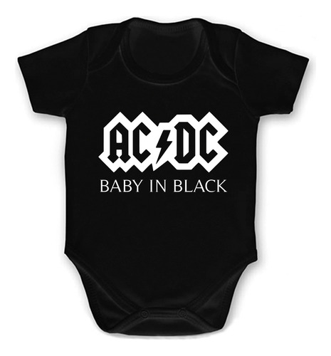 Mameluco Acdc Baby In Black Body Bebe Rock Metal