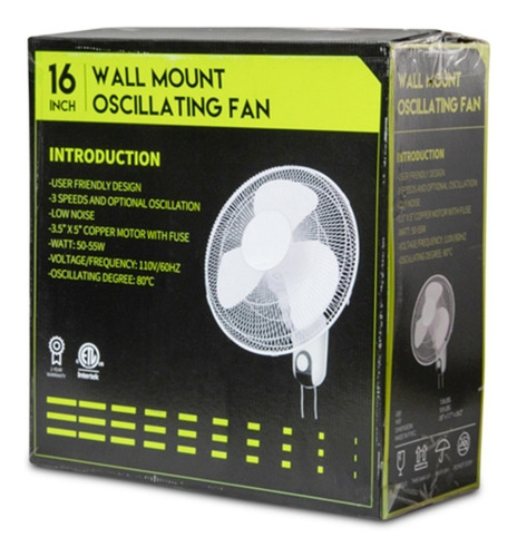 Ventilador Oscilatorio De Pared De 40 Cm 3 Velocidades