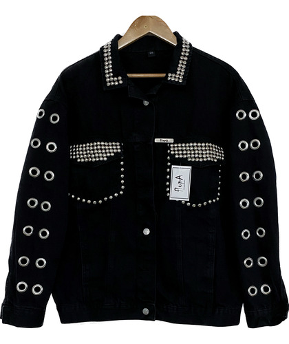 Campera De Jean Con Tachas Y Ojales Larga Oversize Custom