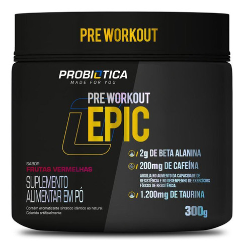 Pré Treino Epic Pote 300g Sabor: Frutas Vermelhas