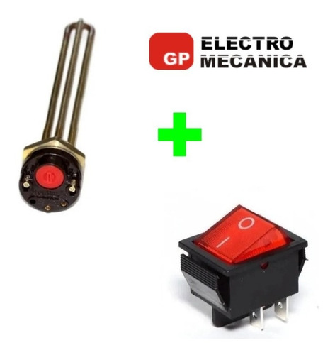 Imagen 2 de 8 de Resistencia + Termostato + Interruptor Termotanque 2000w