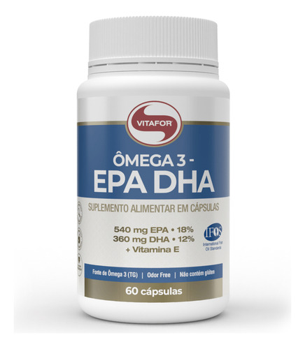 Ômega 3 EPA DHA Vitafor 60 Cápsulas Sabor Sem sabor