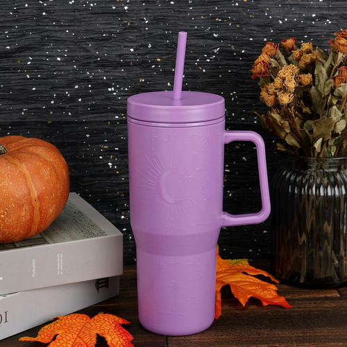 Vaso Tumbler Con Asa Y Popote 888ml Aislamiento Doble Pared