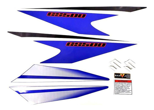 Kit Jogo Emblema Adesivo Suzuki Gs500 Azul E Branca Gs505