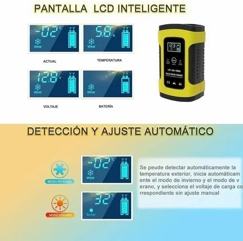 Imagen 6 de 10 de Cargador Batería Automóvil Moto 12v Inteligente Carga Rápida
