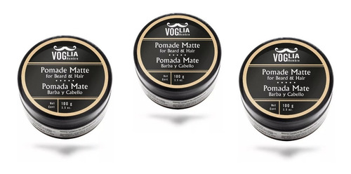 Pomada Mate Barba Y Cabello Voglia Hombre 3 Pzs.