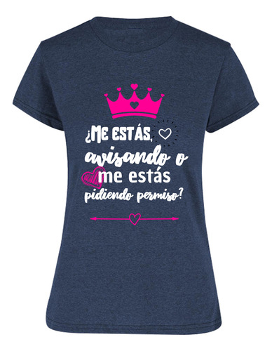 Playera Jaspe Mujer - Frase De Mamá -pidiendo Permiso Blanco