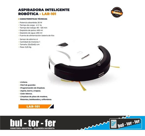 Imagen 2 de 3 de Aspiradora Trapeadora Robot Lüsqtoff Lar-101 Blanca 220v