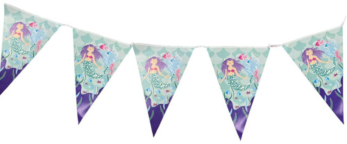 10 Banderines Con Diseño De Sirena Ideal Para Fiesta