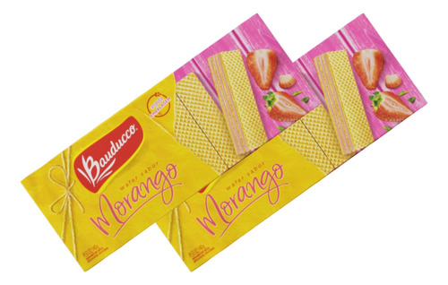 Kit 2 Biscoito Wafer Recheado Bauducco Morango 140g