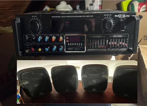 Amplificador De Sonido Maxlin Ac1200 Y Parlantes
