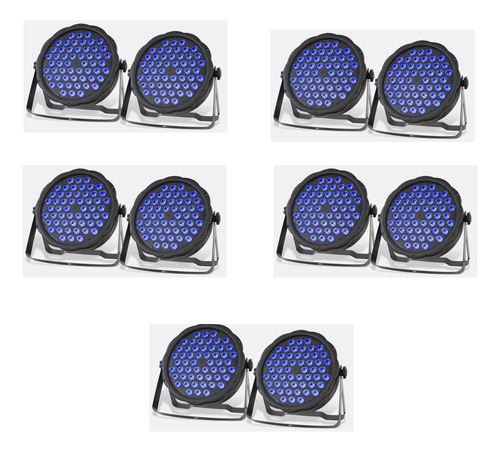 Pack De 10 Unid Tacho Par Led 54x2w Luces Fiesta Evento