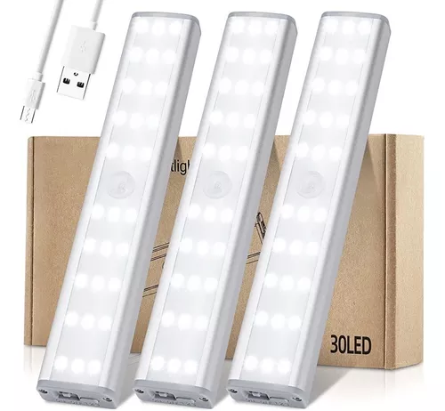 Luz De Armario Led, 30 Led Recargable Sensor De Movimiento L