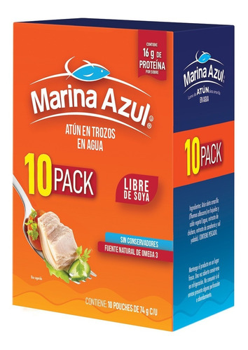 10 Pack Atún Lomo Marina Azul 740g Aleta Amarilla En Agua