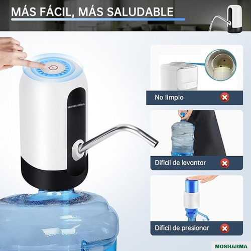Dispenser De Agua Automatica Mosharma Portatil Para Bidon De Agua Usb Recargable