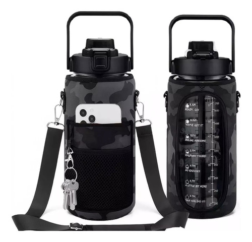 2l Botella Deportiva De Botella De Agua Con Popote Y Eslinga