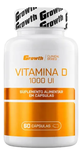 Vitamina D 1000ui 60 Caps Growth Supplements - Sem Sabor Sem Sabor