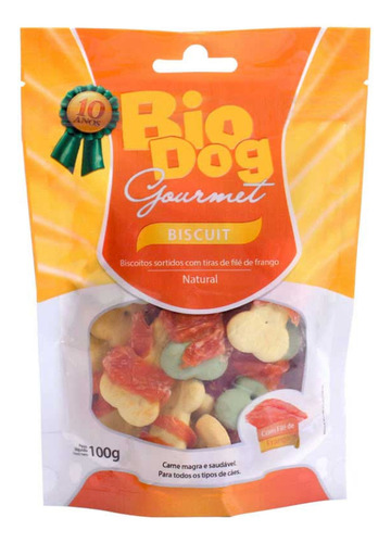 Petisco Bio Dog Gourmet Biscuit - Para Cães- Frango-100g