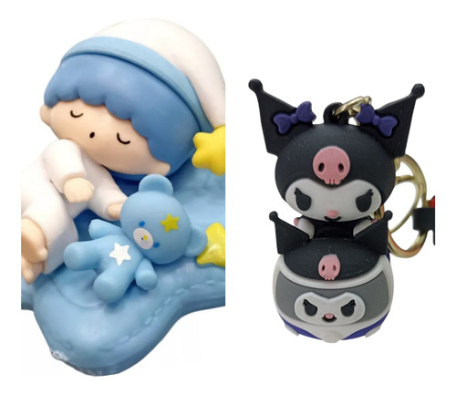 Llavero Kitty Kuromi Autito Mas Figura Importada Combo Llavero Mas Figura
