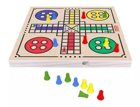 Jogo 4x1 Kit Jogos Xadrez Ludo Damas e Trilha em madeira MDF Formato de  estojo Acompanha Regras de Todos os Jogos