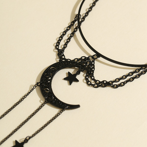 Brazalete Abierto Con Forma De Estrella Y Luna Gótica Con Bo