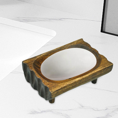 Zh Jabonera Madera, Bandeja For Guardar Jabón Con Drenaje
