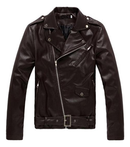 Chaqueta De Cuero Hombre Slim Fit Estilo Biker Punk B